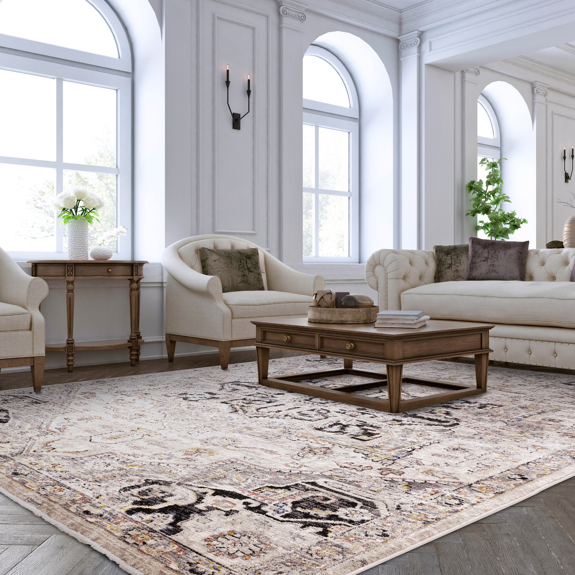 Sovereign Antique Persian Traditional Rugs In Grey Silver